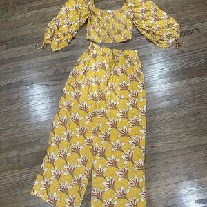 Floral Yellow Wide Leg Jumpsuit